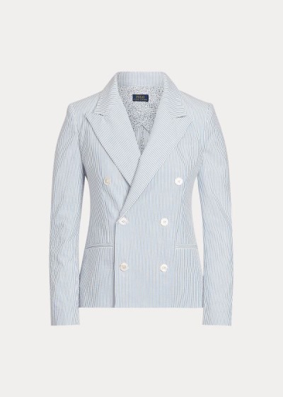 Polo Ralph Lauren Cotton Seersucker Blazer Dame Danmark (QLVZG7206)